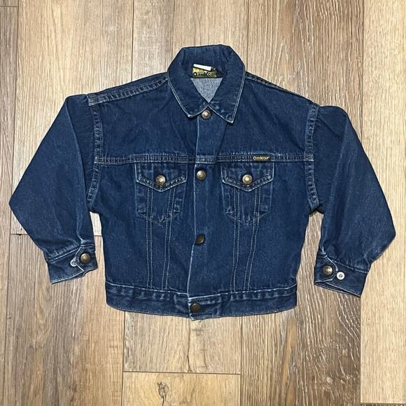Vtg Oshkosh B Gosh Denim Jean Jacket Kids Sz 4 Toddler Snap Button Union USA - Picture 1 of 8